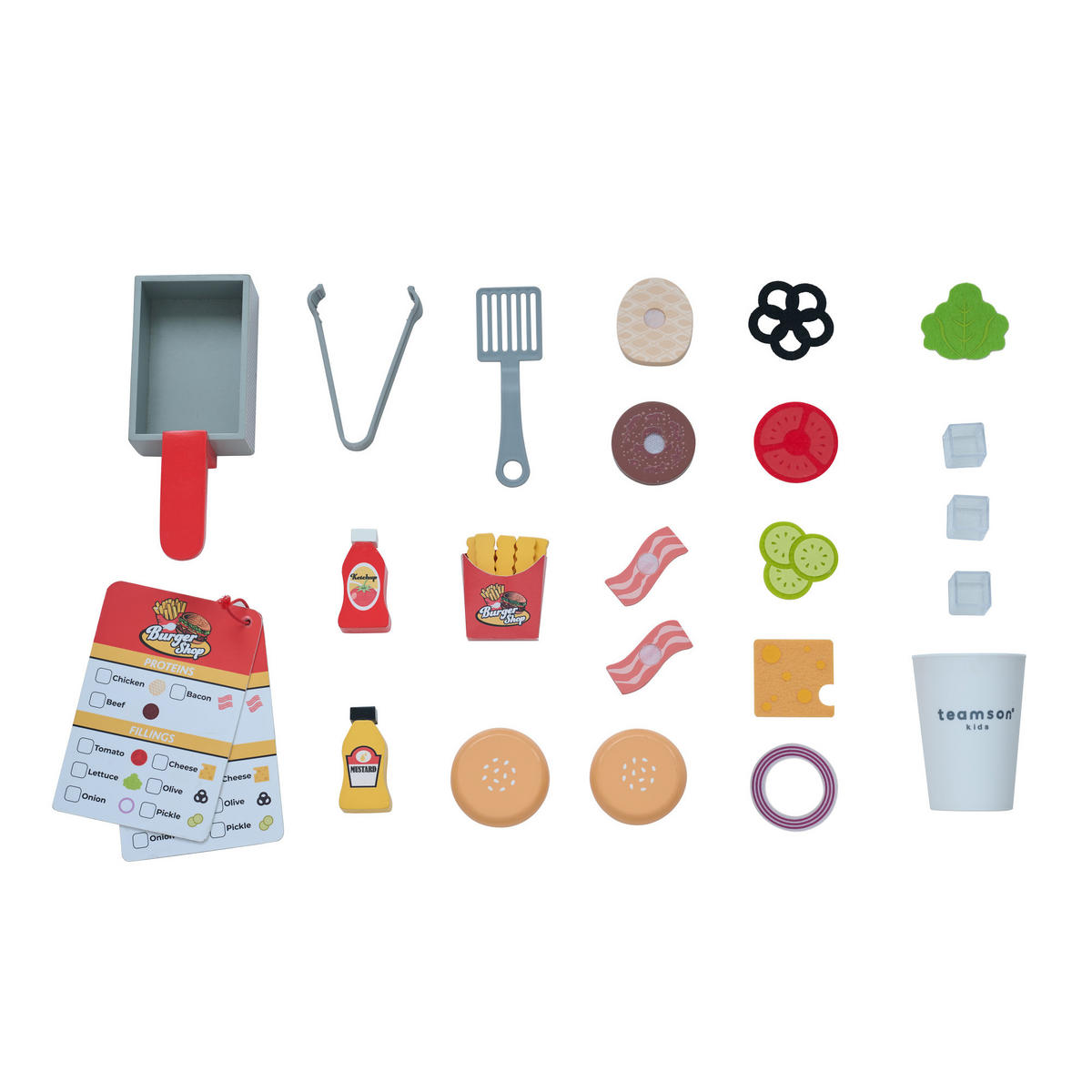 BURGERLADEN Spielset Flip & Fry, Rot, 96cm - Rot, Holzwerkstoff (40/96/59cm) - Teamson Kids