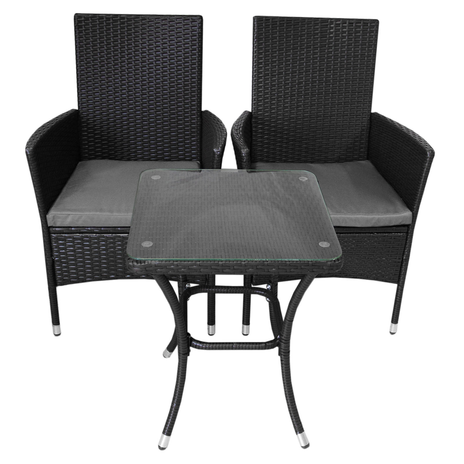 RATTAN-BISTRO-SET Schwarz - Schwarz, Kunststoff - Monstershop