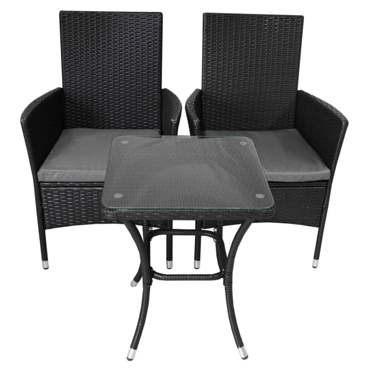 RATTAN-BISTRO-SET Schwarz - Schwarz, Kunststoff - Monstershop