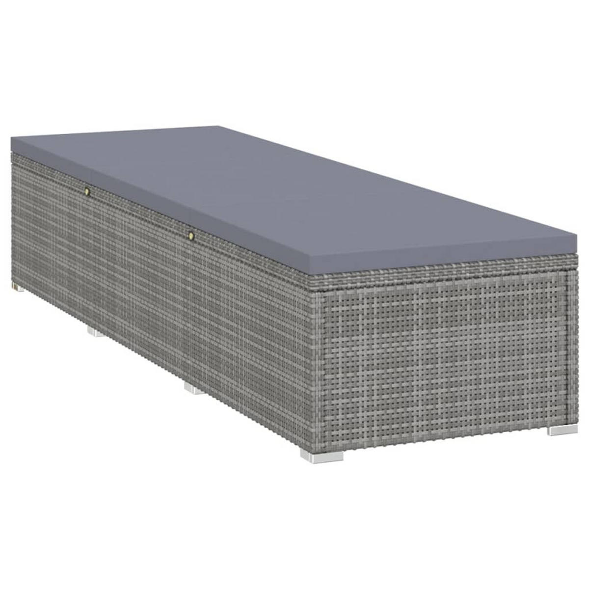 SONNENLIEGE Mit Auflage Poly Rattan Grau - Grau, Kunststoff/Textil (60/31/195cm) - vidaXL