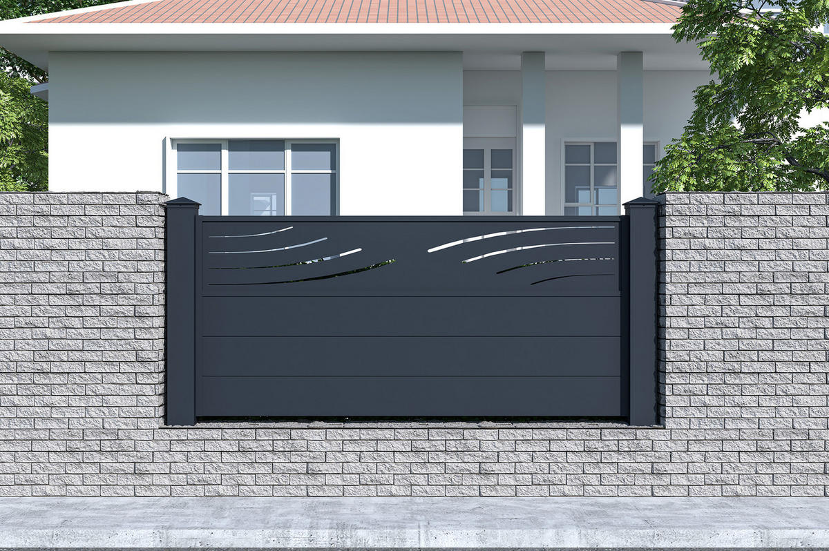 VORGARTENZAUN 2er-Set Veleta grau 1,9m H.90cm aluminium - Grau, Metall (378/89cm) - Casanoov