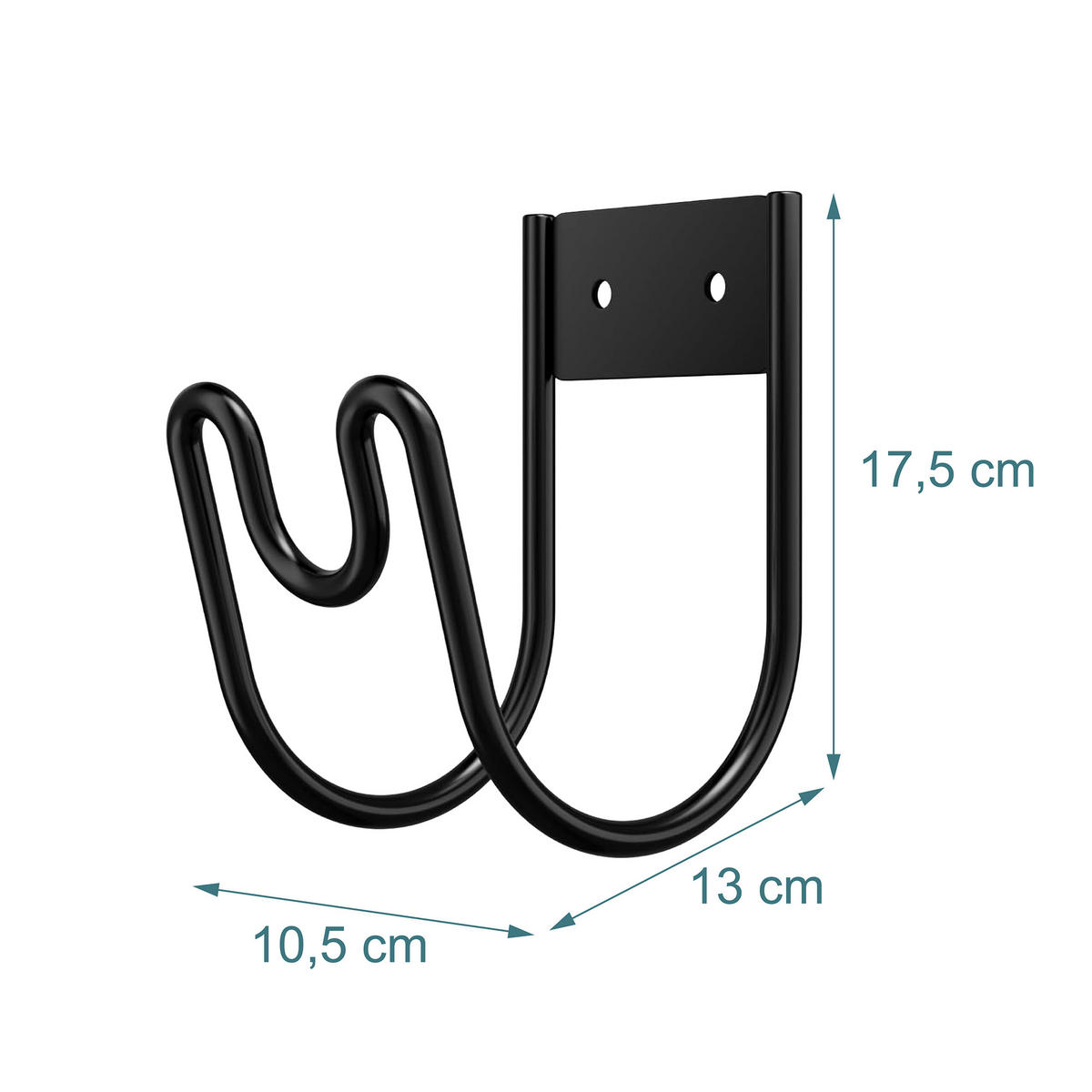 SLANGHÅLLARE Svart väggmontering 2-pack - Svart, Metall (10.5/17.5/13cm) - Relaxdays