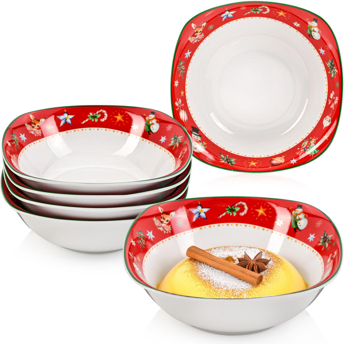 MÜSLISCHALEN SET BILGOLA CHRISTMAS DESIGN - 6 teilig aus Porzellan - Weiß, Keramik (34cm) - Sänger