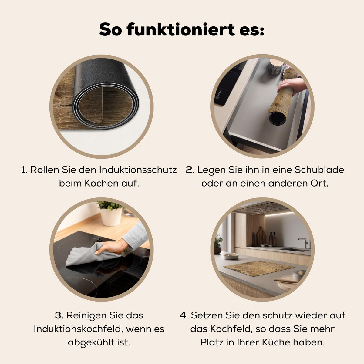 HERDABDECKPLATTE Holz - Braun - Holzoptik 59x51 cm - Eichefarben, Kunststoff (59/51/0.2cm) - MuchoWow