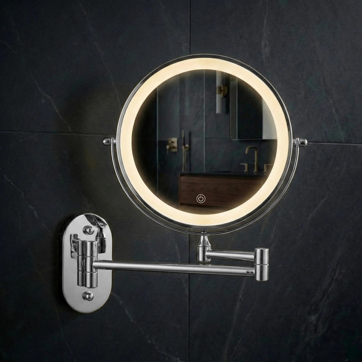 SPIEGEL Rea Led Glow Chrome - Chromfarben, Glas (43/30/3cm) - REA