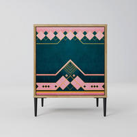 SIDEBOARD ROYAL COMPOSITION, Eichefarben, 57,5x42x72,5 cm, Schwarze Metallfüße - Eichefarben/Multicolor, Holzwerkstoff/Metall (57.5/72.5/42cm) - SpaceRebels