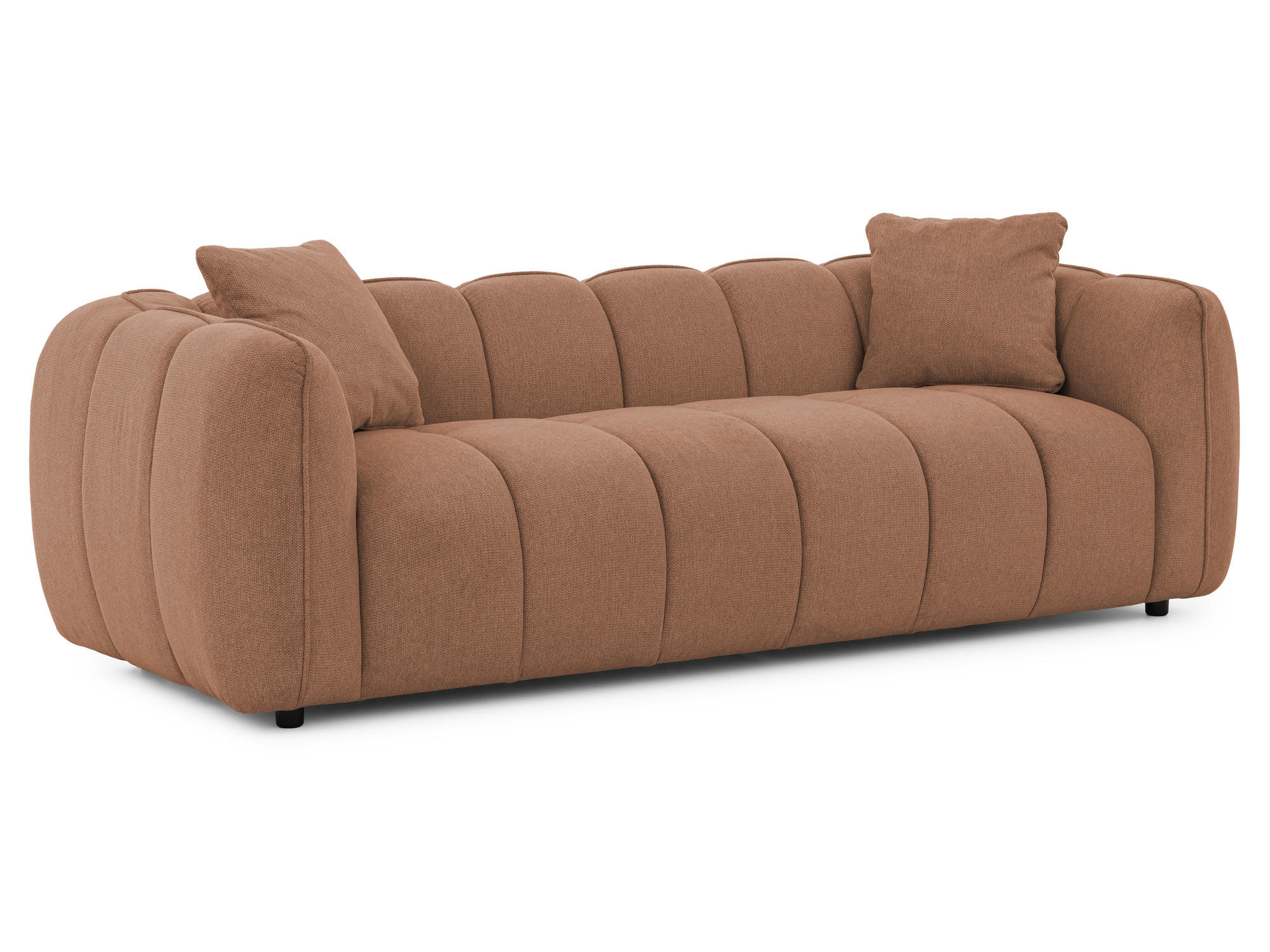 3-SITZER SOFA Nubira in tief gesteppter Bubble-Optik aus weichem Terrakotta Strukturstoff im modernen Design - Terracotta/Schwarz, Holz/Kunststoff (228/69/89cm) - S-Style Möbel