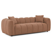 3-SITZER SOFA Nubira in tief gesteppter Bubble-Optik aus weichem Terrakotta Strukturstoff im modernen Design - Terracotta/Schwarz, Holz/Kunststoff (228/69/89cm) - S-Style Möbel