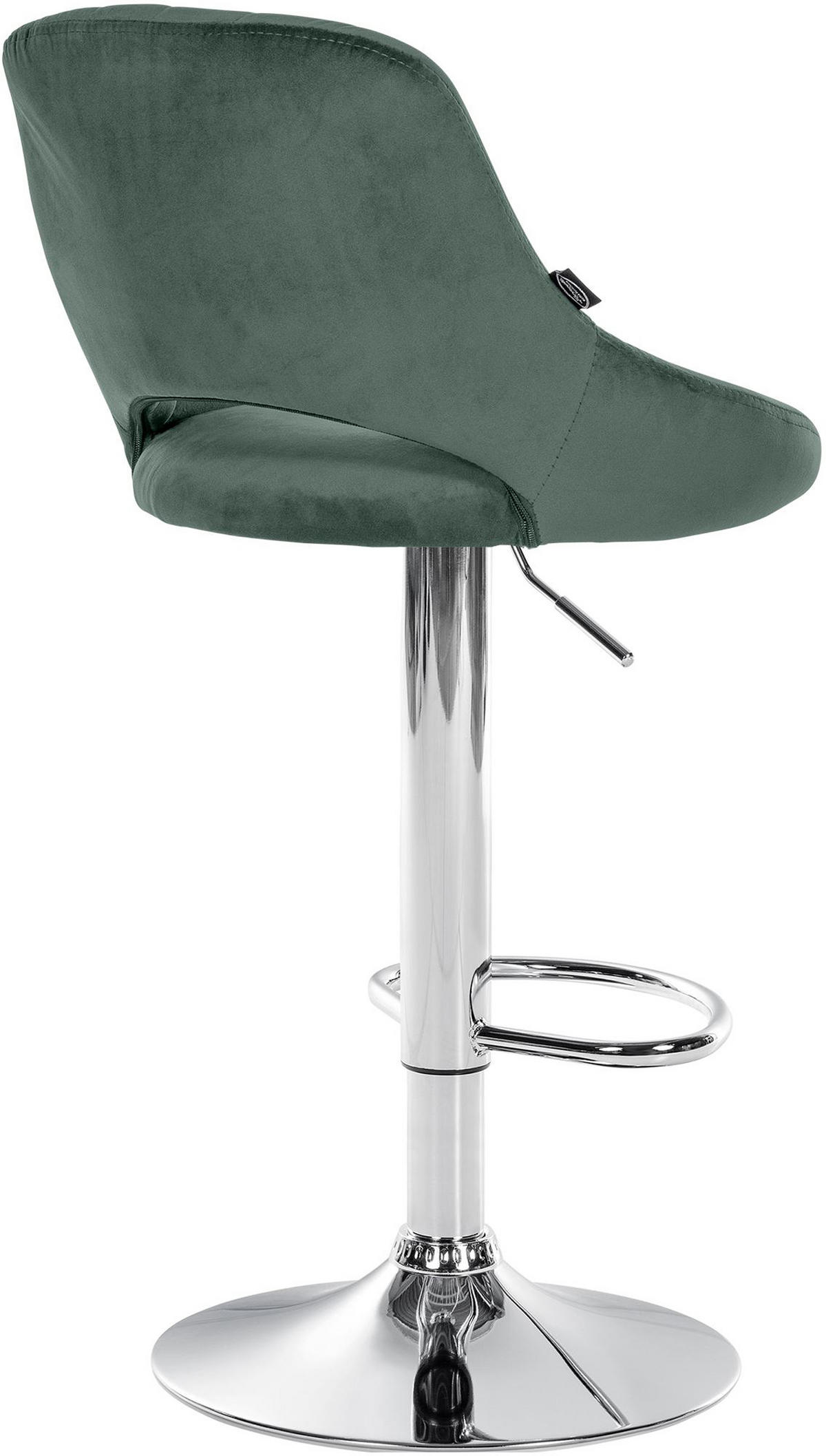 BARHOCKER Milos Samt chrom grün - Chromfarben/Grün, Textil/Metall (47/106/48cm) - TPFLiving