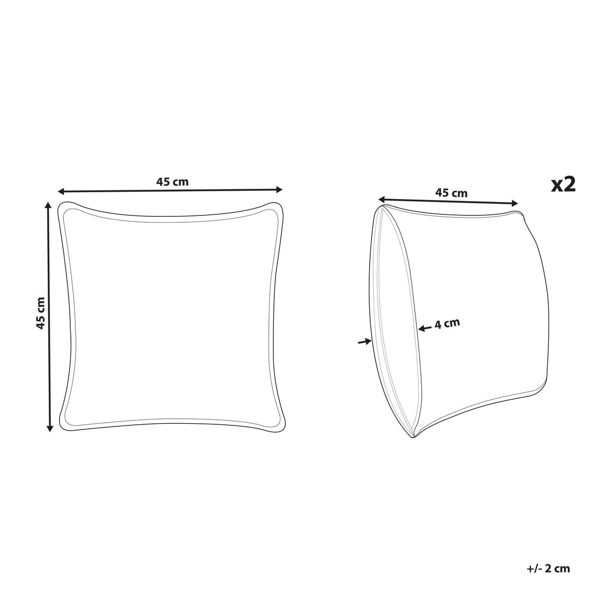 DEKOKISSEN 2er-Set Smaragdgrün 45/45 cm Yuzuri - Smaragdgrün, Textil (45/45cm) - Beliani