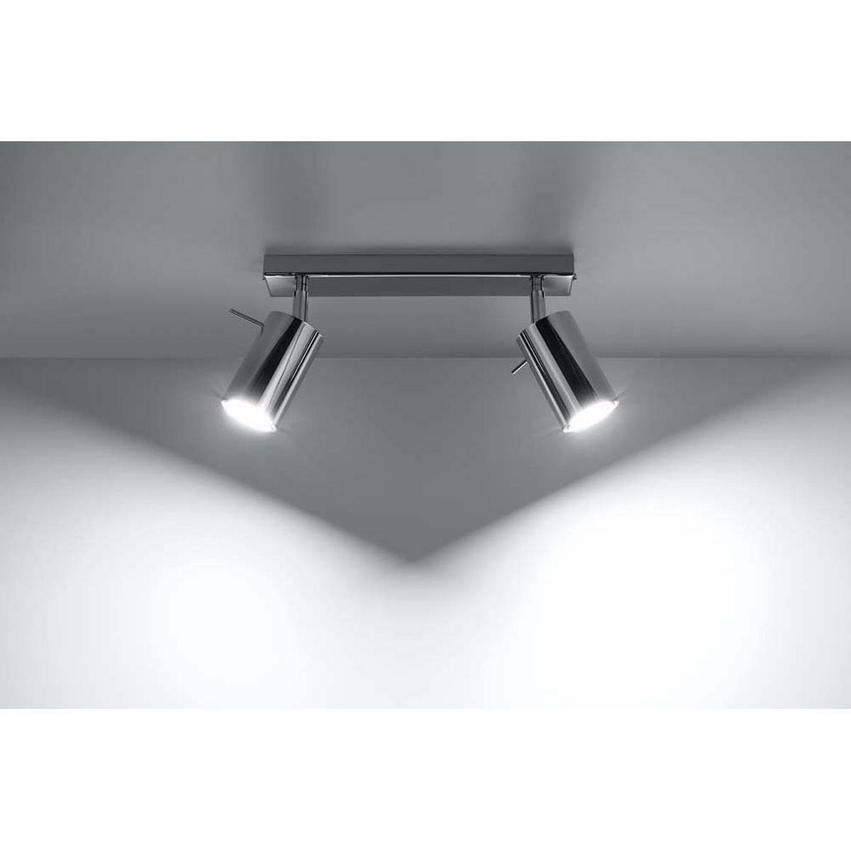LED DECKENLEUCHTE Chrom Silber 2-flammig - Silberfarben, Metall (30/8/15cm)