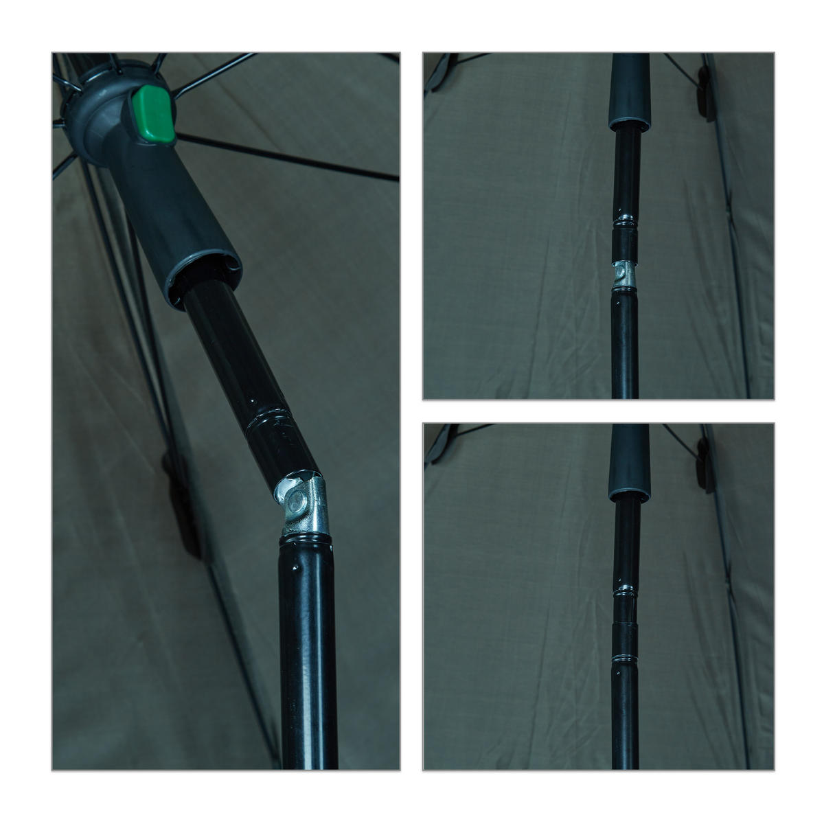 RYBÁRSKY stan - tmavozelená, kov/textil (175/175cm) - Relaxdays