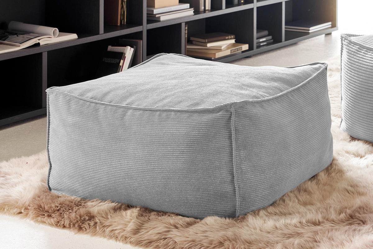 HOCKER ALEA Hellgrau - Hellgrau, Textil (86/38/86cm) - KAWOLA