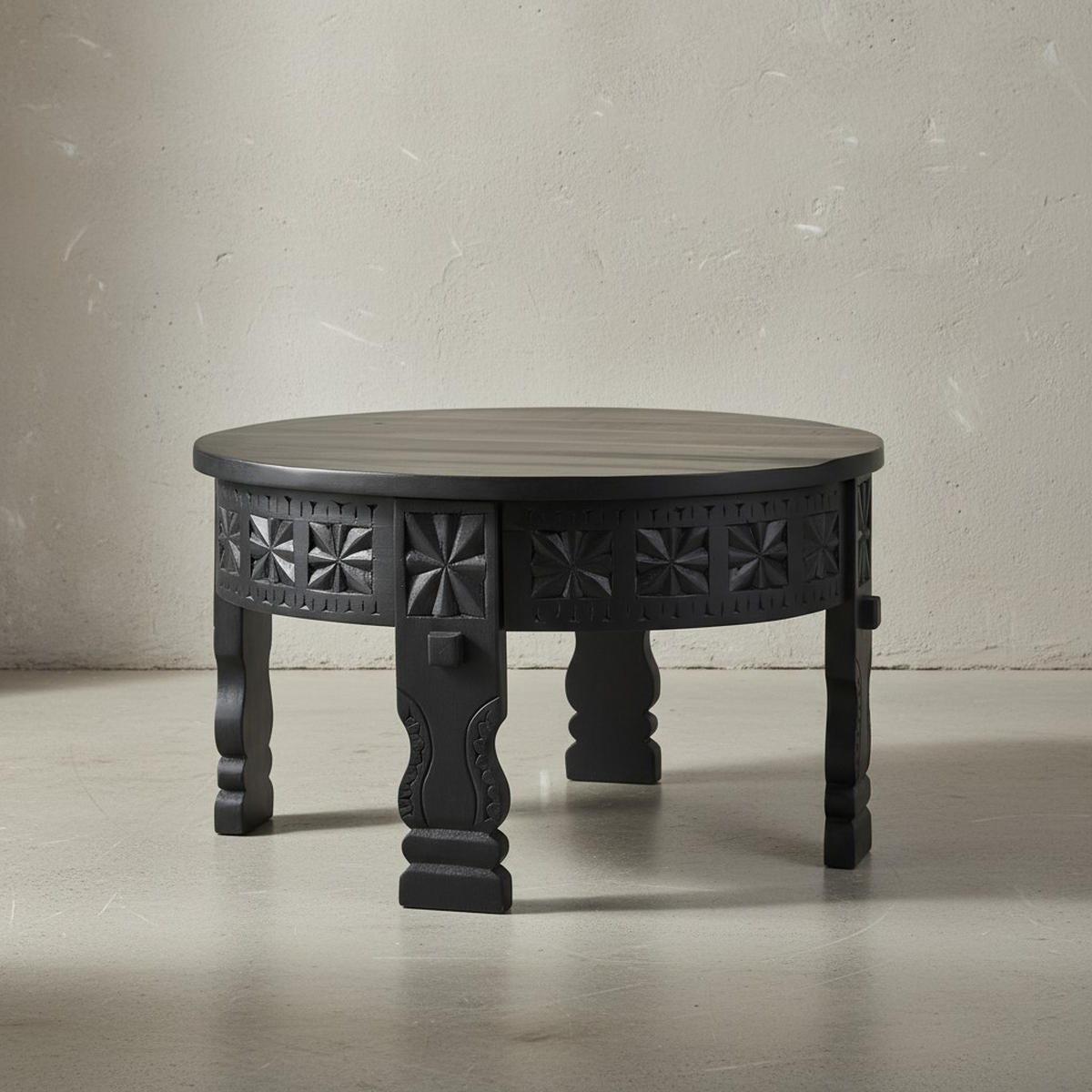 COUCHTISCH Orientalisch in Schwarz, Lackiertes Massivholz, Handgefertigt - Schwarz, Holz (60/60/36cm) - KADIMA DESIGN