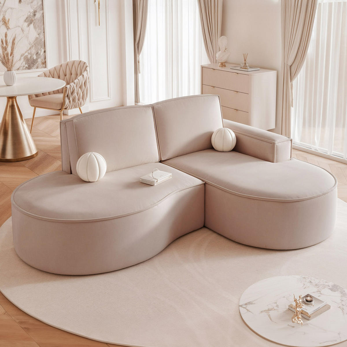 ECKSOFA SOFIA Veloursstoff in Braun - Braun, Holzwerkstoff/Kunststoff (210/157cm) - Idohome