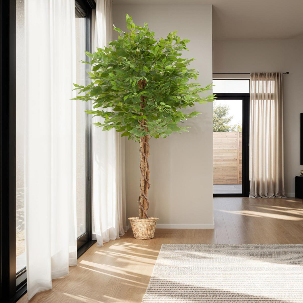 KÜNSTLICHER FICUSBAUM Fida, grün - Grün, Kunststoff (180cm) - tectake