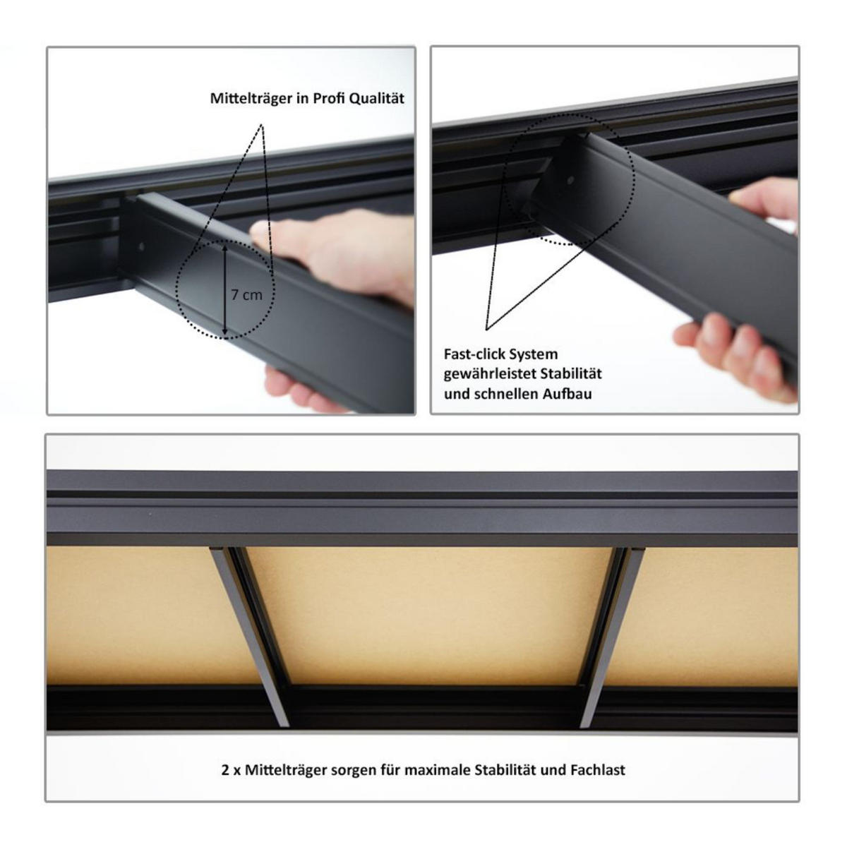 SCHWERLASTREGAL Dino 180x240x60 cm Fachlast 450kg Schwarz - Schwarz, Metall (240/180/60cm) - PROREGAL