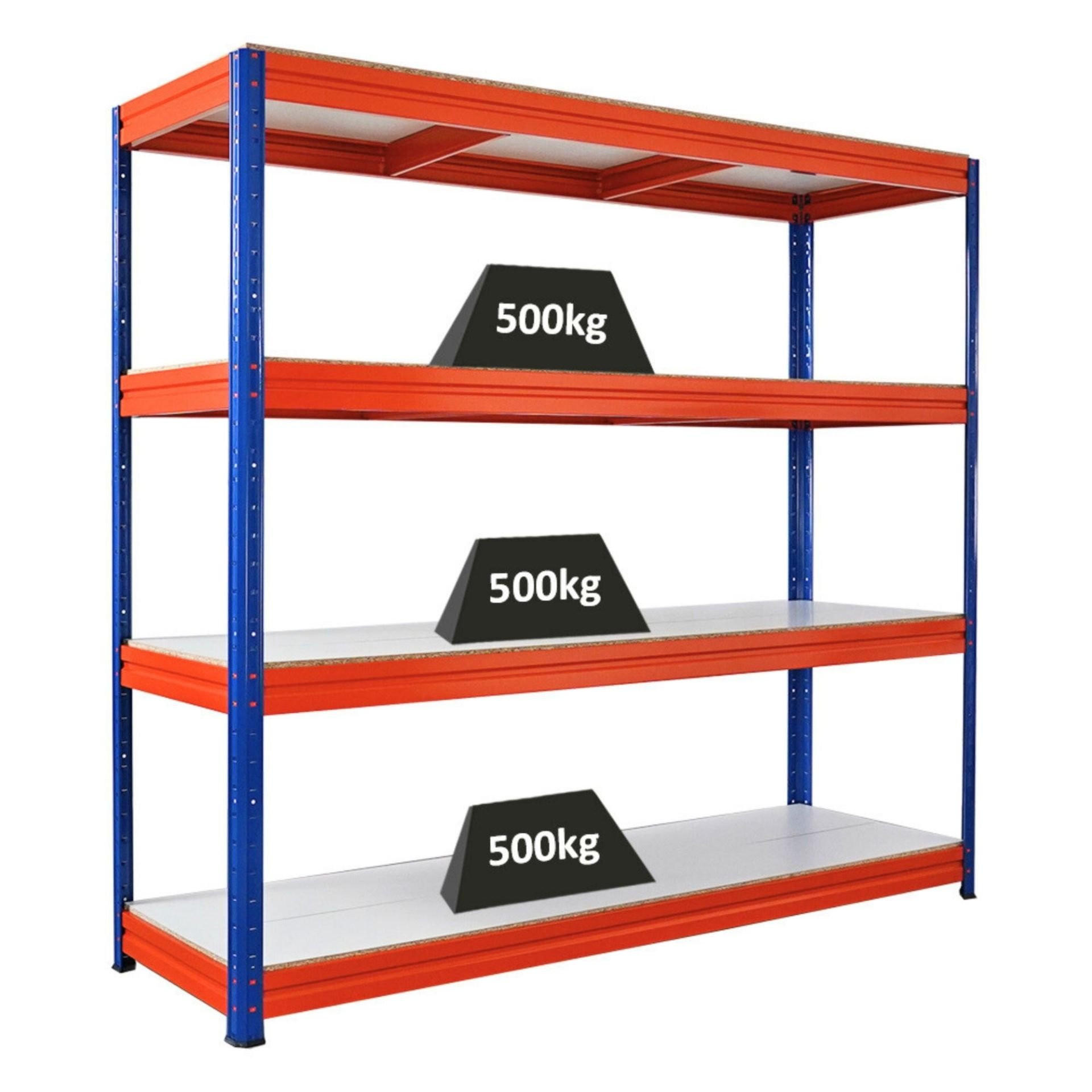 SCHWERLASTREGAL Dino 180x200x60cm Melamin-Ebenen Blau/Orange - Blau/Orange, Metall (200/180/60cm) - PROREGAL