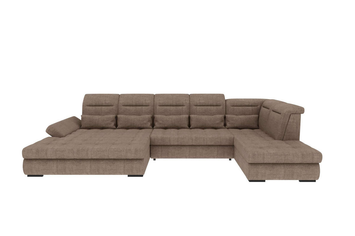 WOHNLANDSCHAFT Toscana Velours inkl. Schlaffunktion - Sandfarben, Textil (208/87/358cm) - 99rooms
