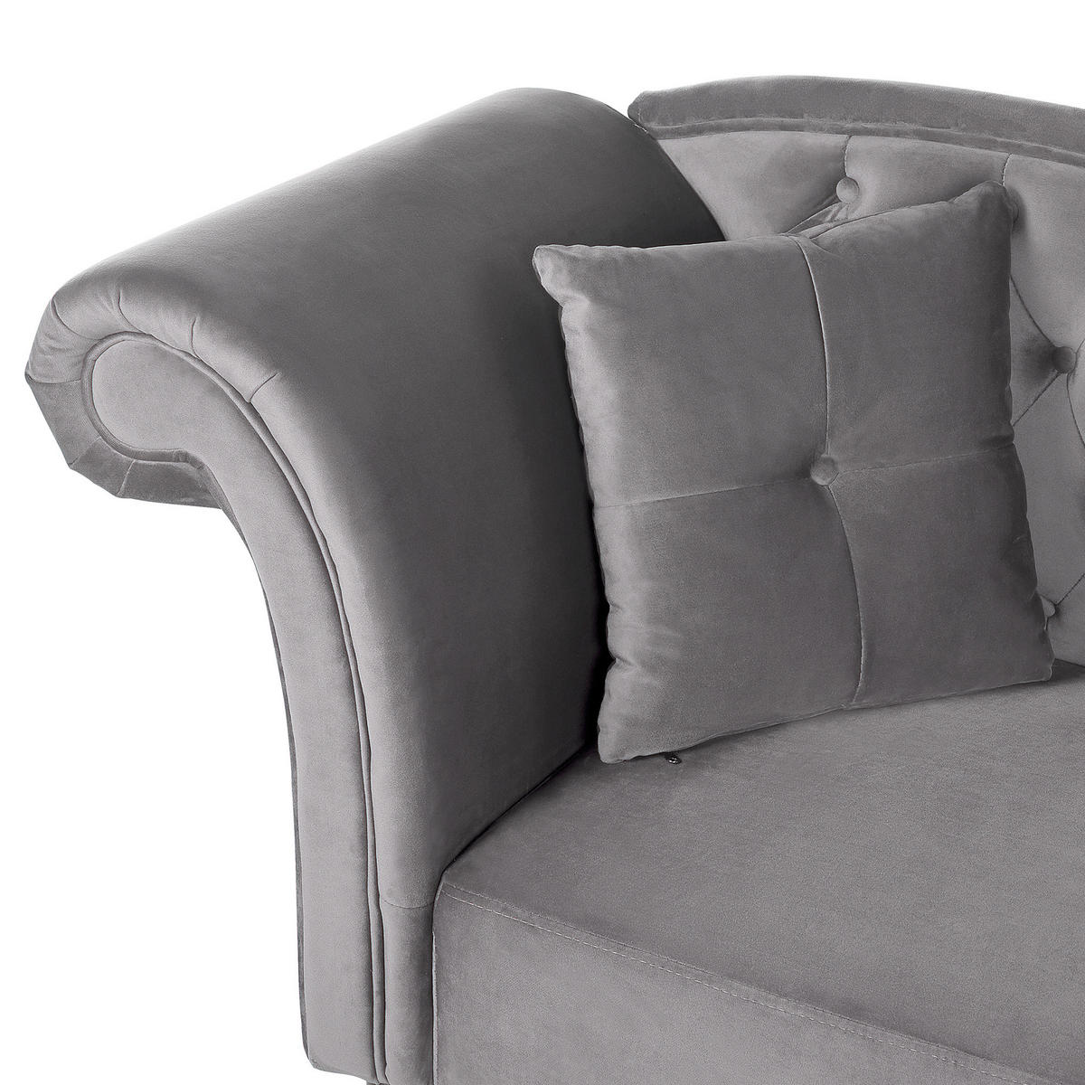 CHAISELONGUE Samtstoff grau linksseitig Lattes - Grau, Textil (188/87/59cm) - Beliani