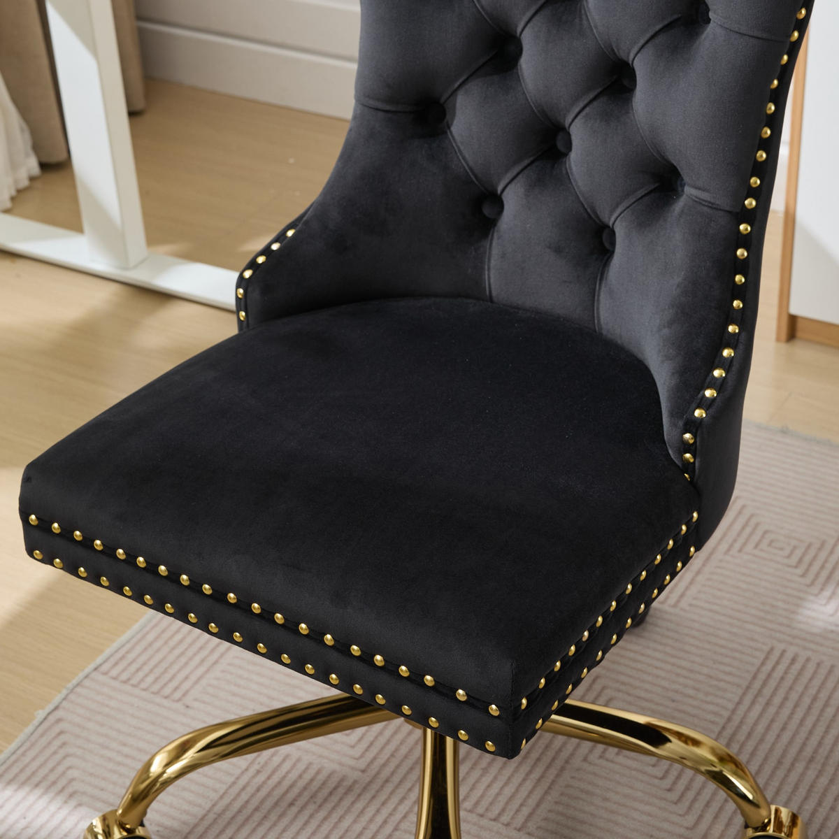 DREHSTUHL samt schwarz höhenverstellbar 360grad - Schwarz, Textil (63/98/50cm) - Urban Meuble