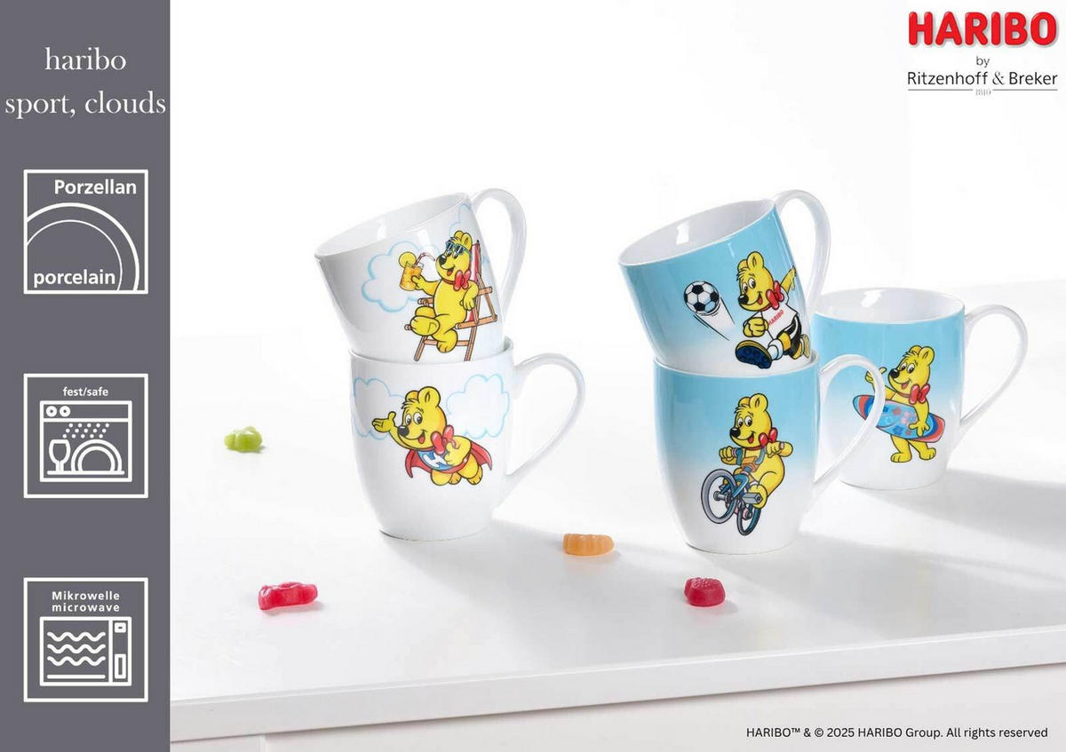 BECHER SPORT Haribo bunt 500 ml 6er Set - Multicolor, Keramik (0.5L) - Ritzenhoff Breker