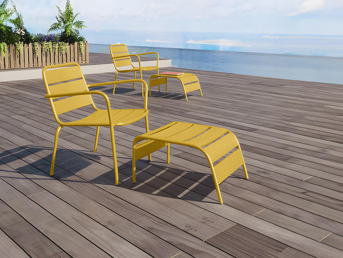 FUSSBANK - Metall - Senfgelb - MIRMANDE von MYLIA - Gelb, Metall (61.5/33/50cm) - Vente-Unique