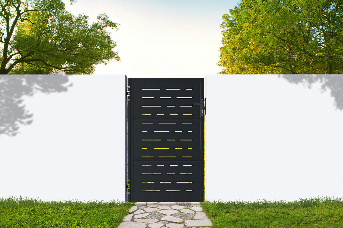 DREHTORPAKET Nali Arlberg Mattschwarz 3m H.160cm + TOR 1m H.160cm - Schwarz, Metall (293/160cm) - Casanoov