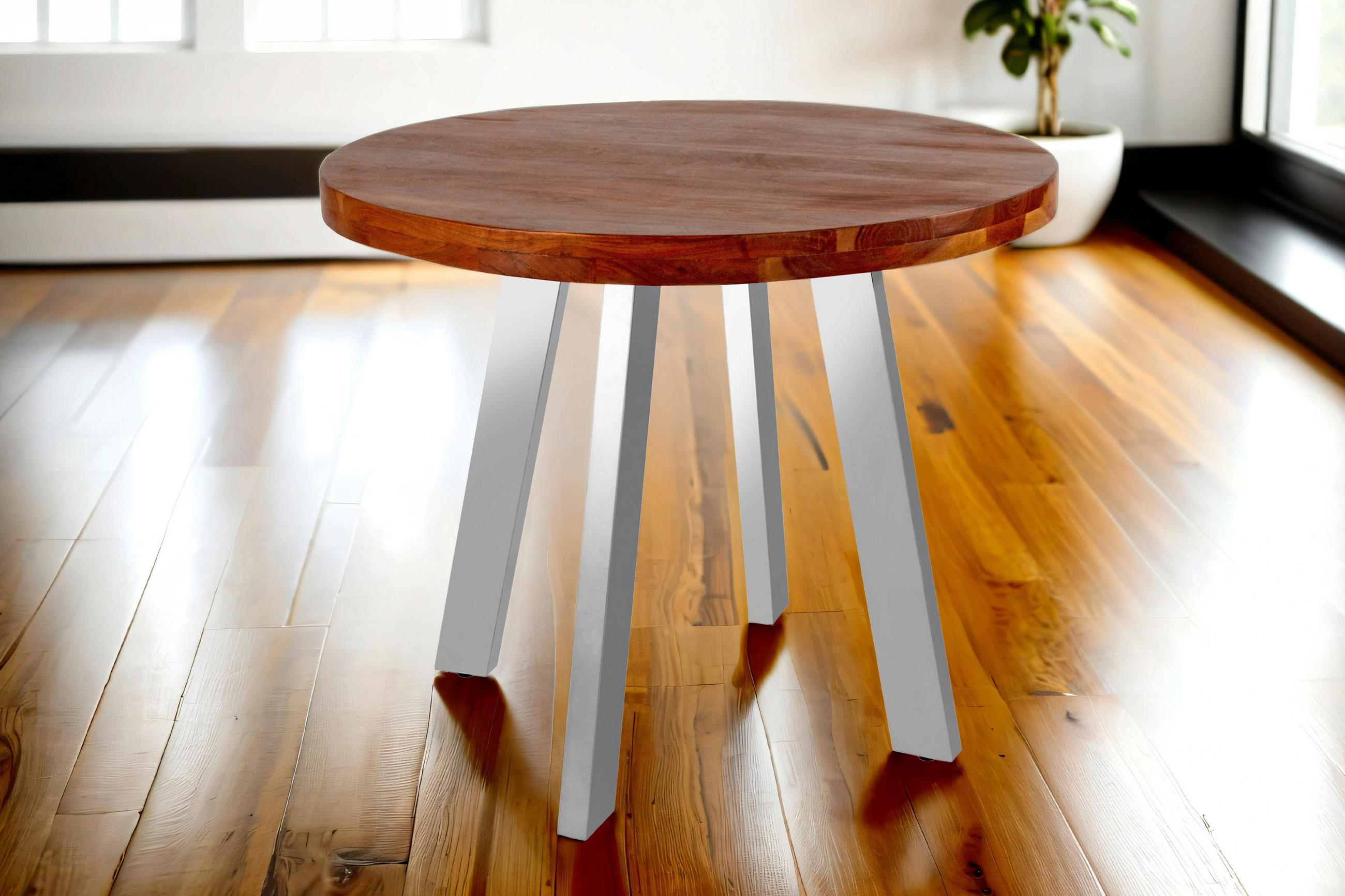 ESSTISCH SOPHIA - Silberfarben/Braun, Holz/Metall (140/140/78cm) - SAM