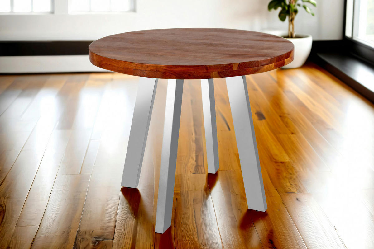 ESSTISCH SOPHIA - Silberfarben/Braun, Holz/Metall (130/130/78cm) - SAM