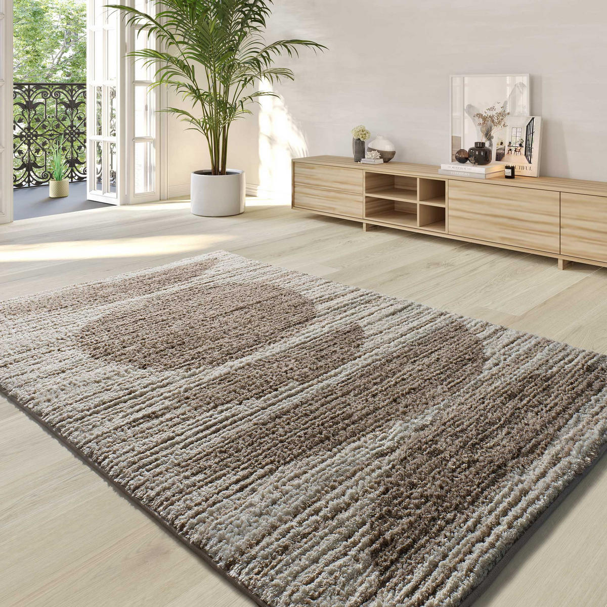 HOCHFLORTEPPICH im skandinavischen Stil Beige Lima 140/200 cm - Beige, Naturmaterialien/Textil (140/200cm) - Atticgo