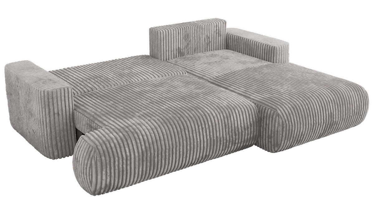 ECKSOFA OVO L Hellgrau Cord - Rechts Seite - Hellgrau/Schwarz, Kunststoff/Textil (195/271cm) - MKS