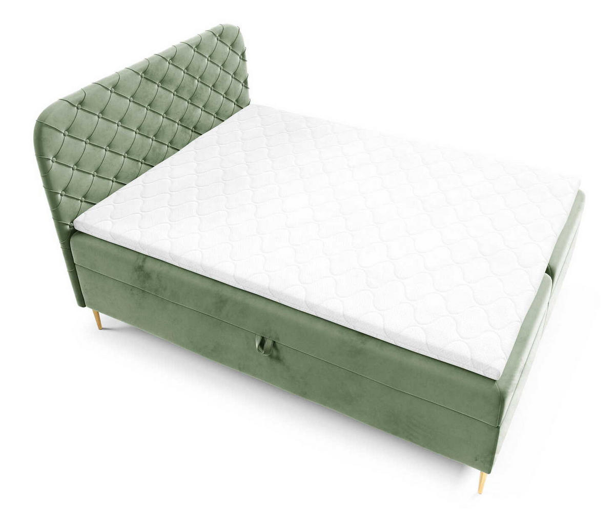 BOXSPRINGBETT 180x200 Elara, Chesterfield, 15 cm Beine, Matratze, Kaki - Olivgrün, Holz/Textil (180/200cm) - Emporius