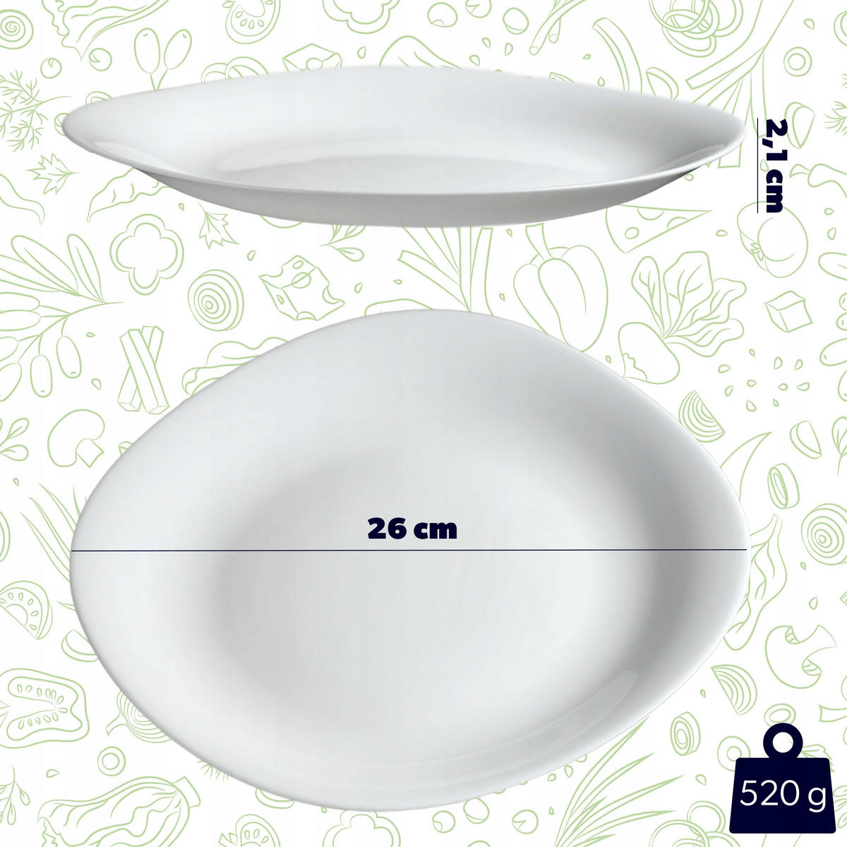 KADAX Speisetellerplatten 28cm Weiß 3 Stk - Weiß, Glas (28/2.1/25.8cm) - KADAX