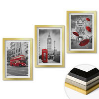 WANDBILDER 3er Set - 20x30 cm Goldrahmen - Red Accents London - Goldfarben, Kunststoff (20/30cm) - ArtPrintCave