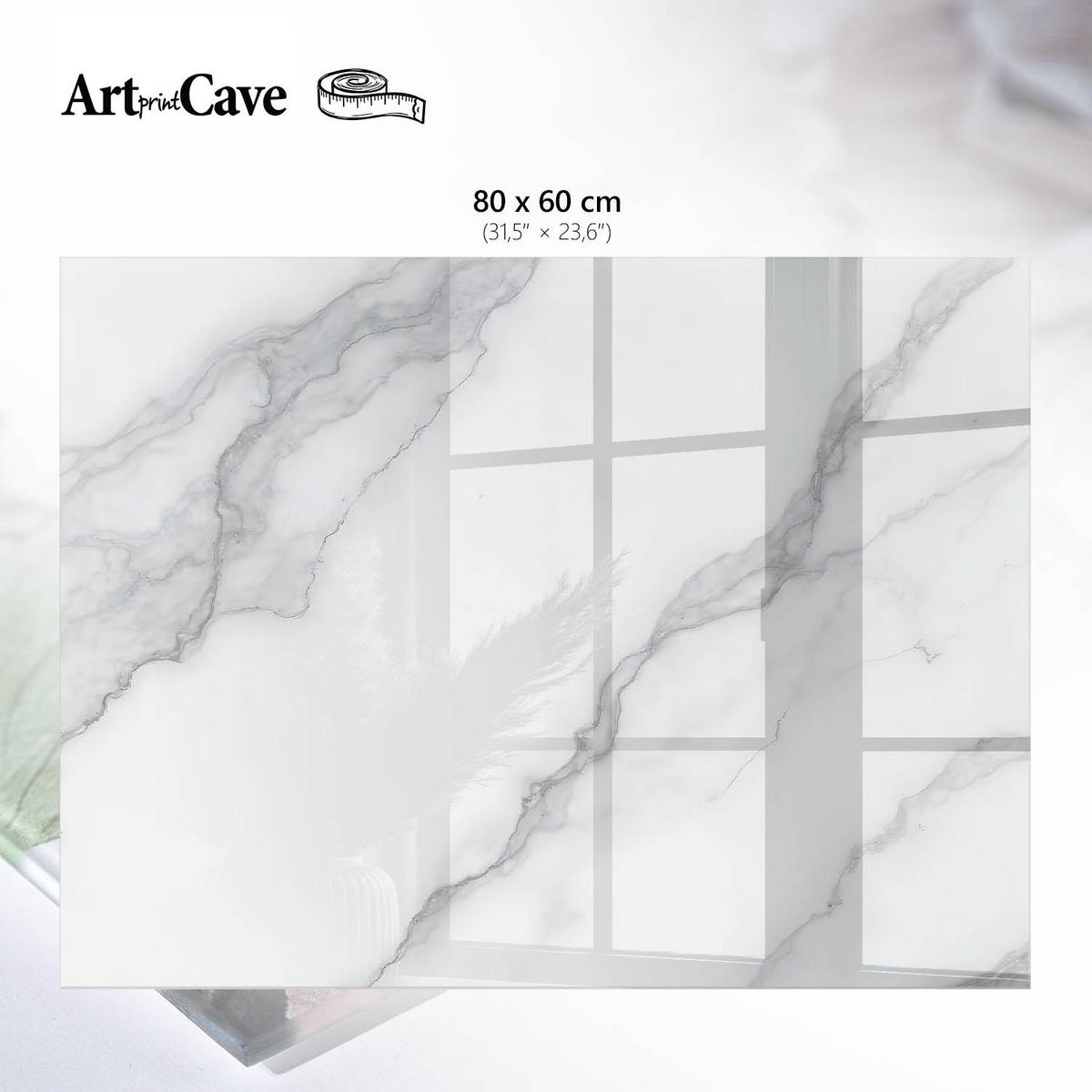 GLASPLATTE 80x60 cm – Marmormuster - Schwarz, Glas (0.4/80/60cm) - ArtPrintCave