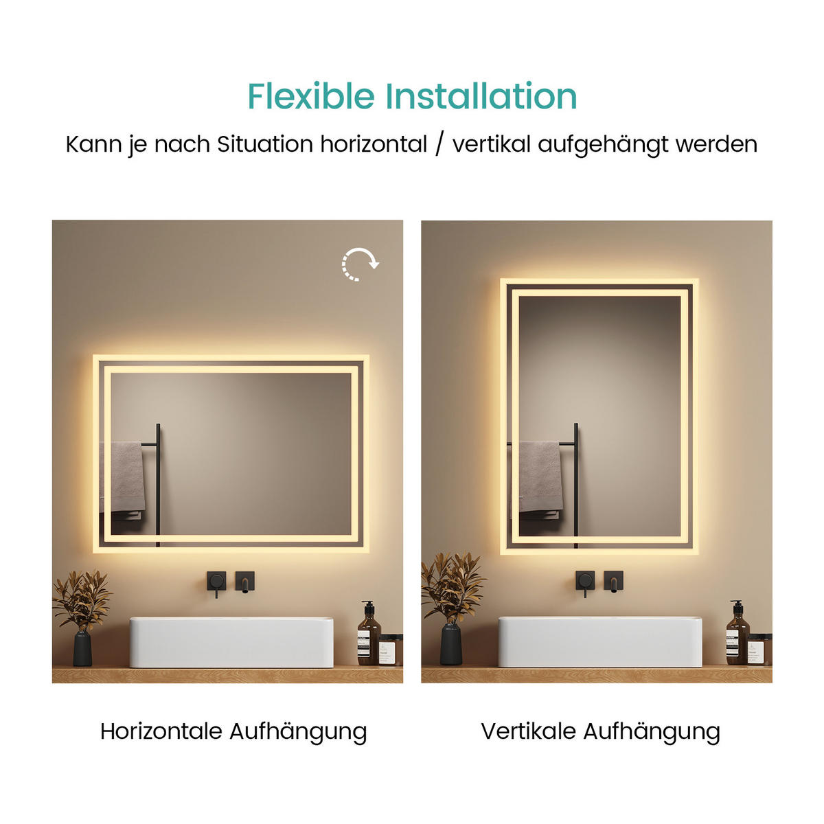 BADSPIEGEL mit Explosionsgeschützte Folie Beleuchtung 70/50/3,5 cm - Weiß, Glas (50/3.5/70cm) - EMKE