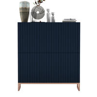 KOMMODE Elpis 4D Marineblau Matt Glamour 112 cm - Blau/Kupferfarben, Holzwerkstoff/Metall (112/126/36.5cm) - Meble Lindner