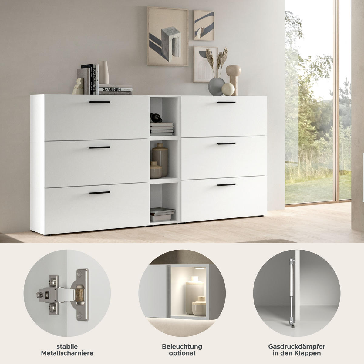 WOHNKOMBINATION THE ONE (B/H/T: ca. 176/99/34 cm) in Weiß/weiß - Weiß, Holzwerkstoff (176/99/34cm)