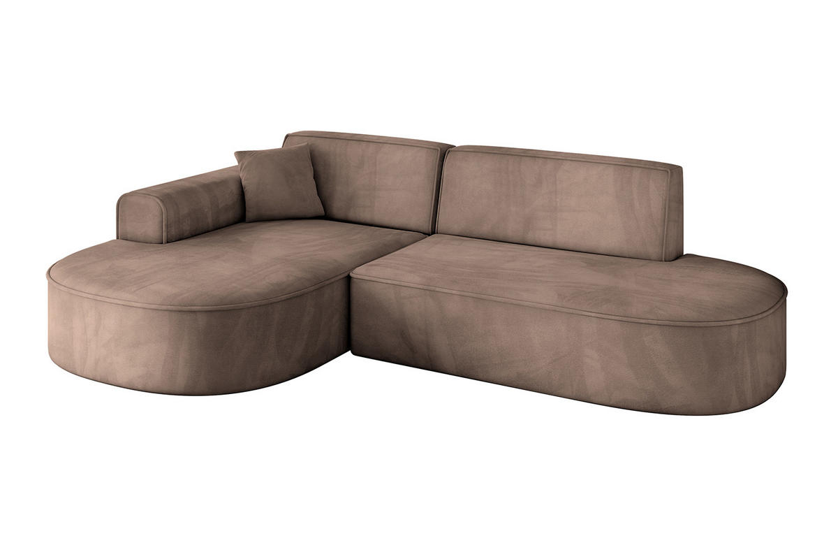 ECKSOFA Ottomane Links MARI-L1 - 243x171x79 cm Braun Velours - Schwarz/Braun, Holzwerkstoff/Kunststoff (243/171cm) - ALTDECOR