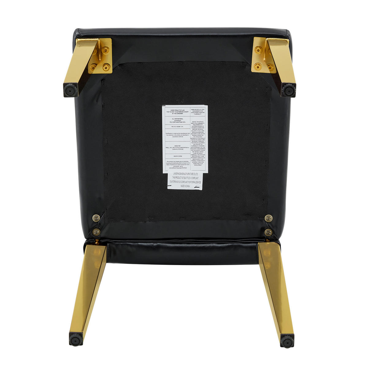 ESSZIMMERSTÜHLE 4er-Set 89 cm PU-Leder Schwarz mit goldfarbenen Metallbeinen - Schwarz, Metall (46/89/42cm) - Meubliv