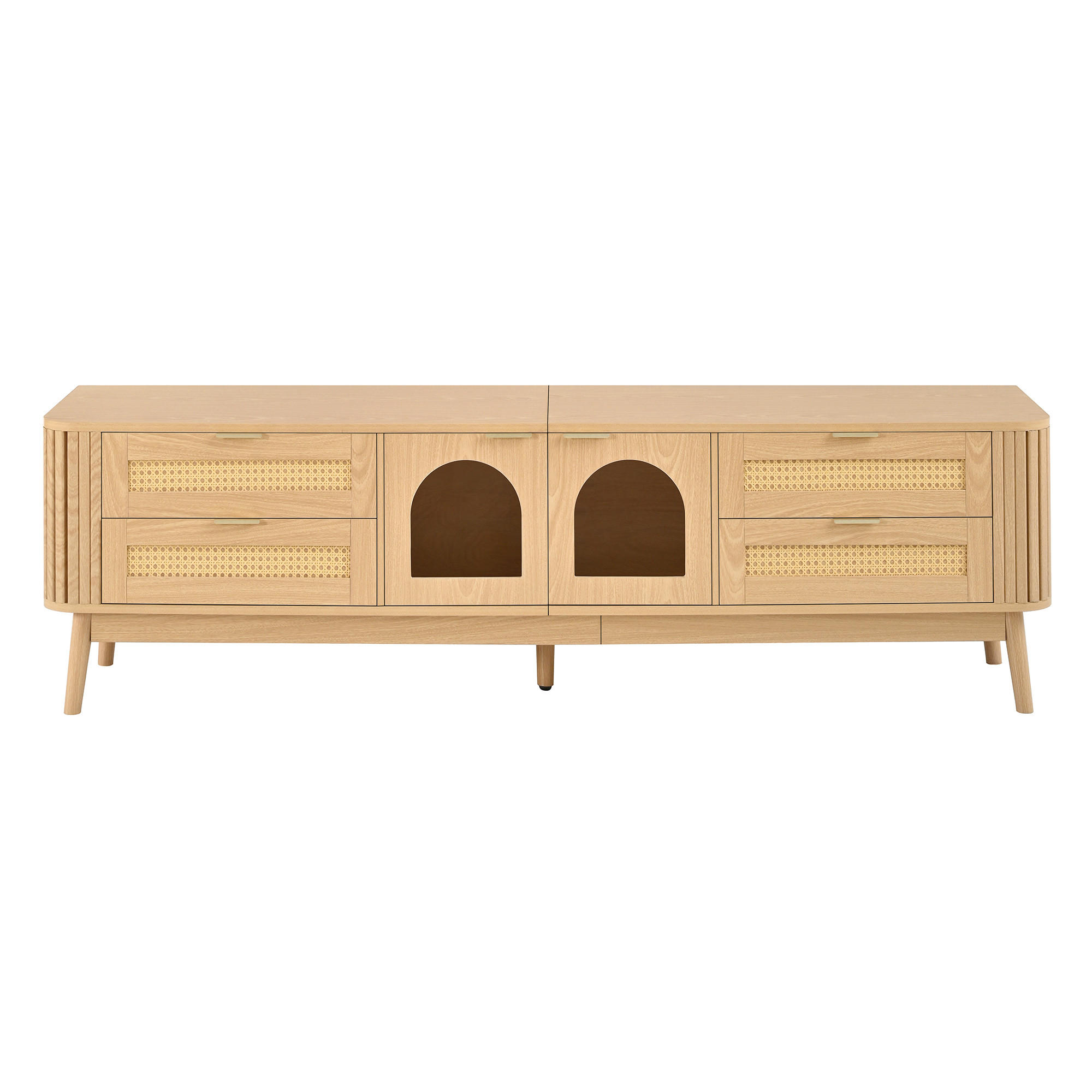 LOWBOARD DE-40203 mit ESG-Glastüren und LED Natur - Naturfarben, Holzwerkstoff (180/50/40cm) - ComfortXL