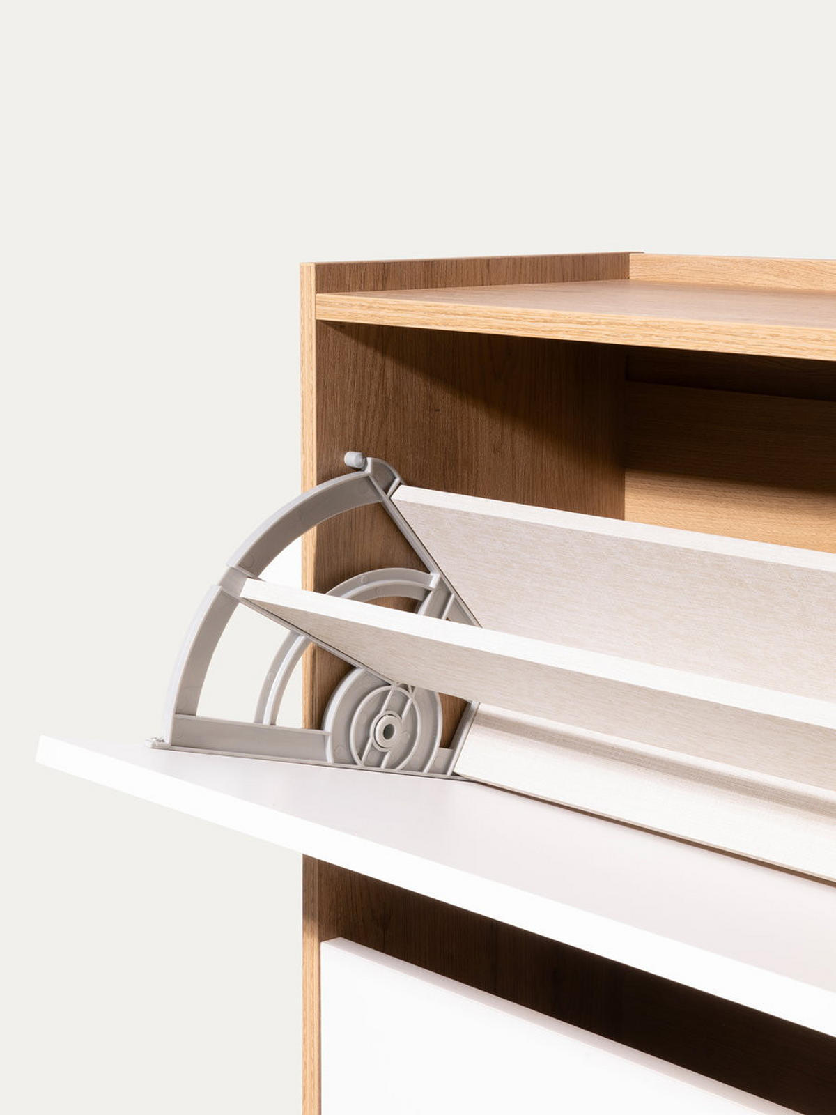 SCHUHKIPPER Nadine Natur - Weiß 97.5 cm x 98.5 cm - Braun, Holzwerkstoff (97/98/30cm) - Kenay Home