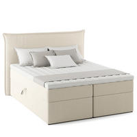 BOXBETT mit Stauraum - Bouclé - Creme, Holzwerkstoff/Textil (160/200cm) - home24