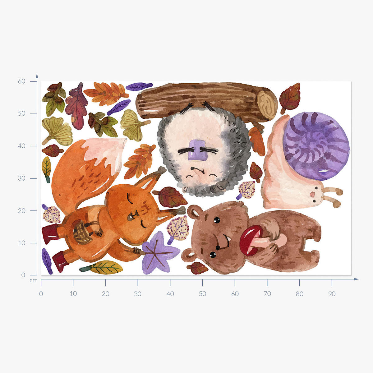 WANDAUFKLEBER 60x96cm - Herbstfarben - Multicolor, Kunststoff (60/96/0.1cm) - Wallfluent