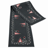 TISCHLÄUFER Weihnachten 35/170 cm Kirche Stickerei Leinenoptik - Anthrazit/Rot, Textil (35/170cm) - TiborTex