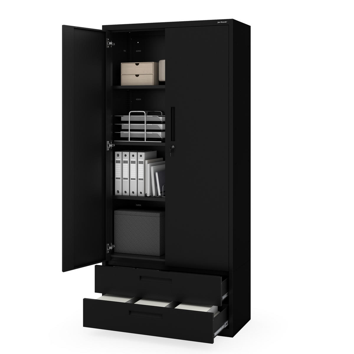 METALLSCHRANK Megan - Schwarz, Metall (90/195/40cm)