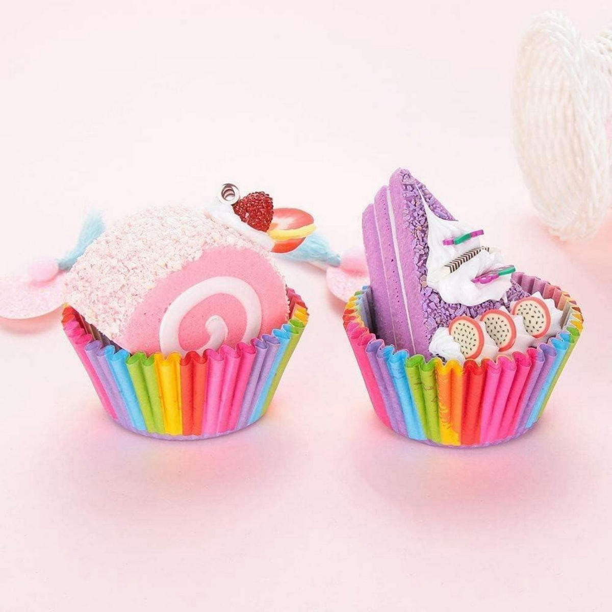 MUFFINFÖRMCHEN 200 Stück Set Regenbogen Papier - Multicolor, Papier (7/5/3cm)