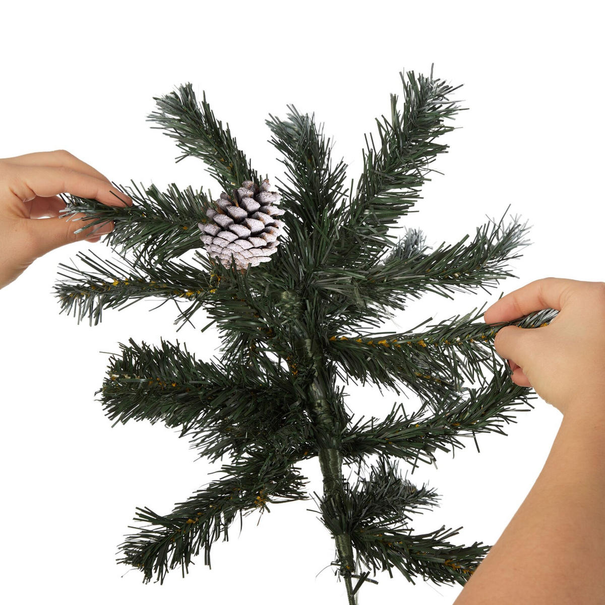 SET WEIHNACHTSBAUM MIT LICHTERKETTE ,inklusive Metallständer mit Kunststoffkappen,grün - Grün, Kunststoff (180cm) - tectake