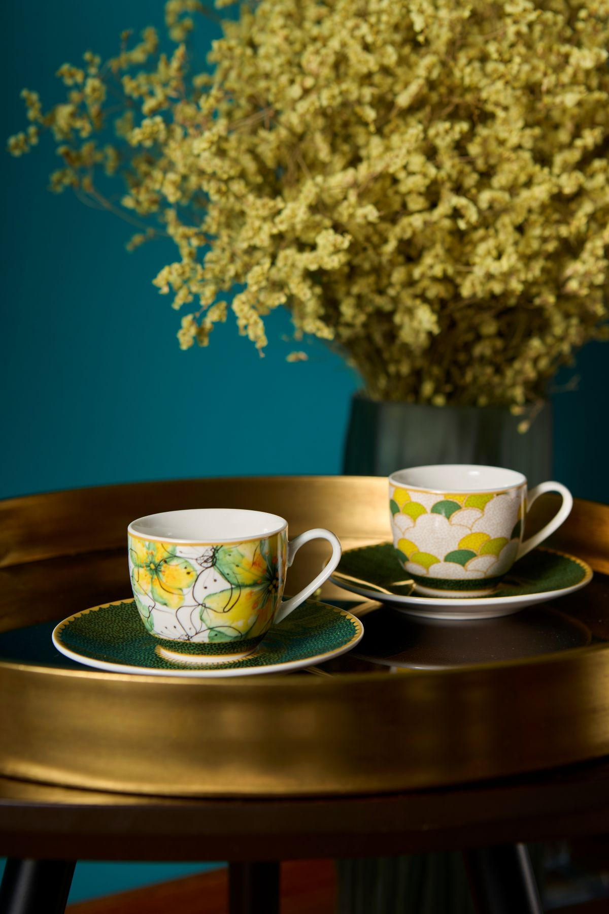 ESPRESSOTASSEN mit Untertassen 6er Set MIRABILIA 90 ml "Libellula" - Orange, Keramik (0.36L) - Rose & Tulipani